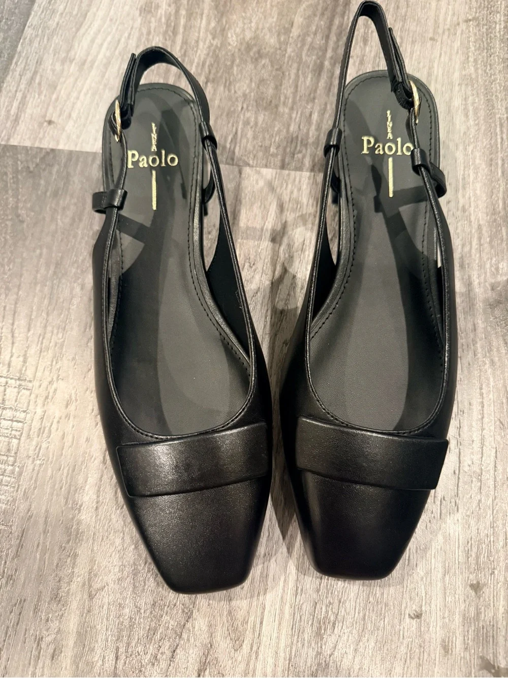 Paolo Caris Black Nappa Leather Slingback Shoes 8.5 Nib